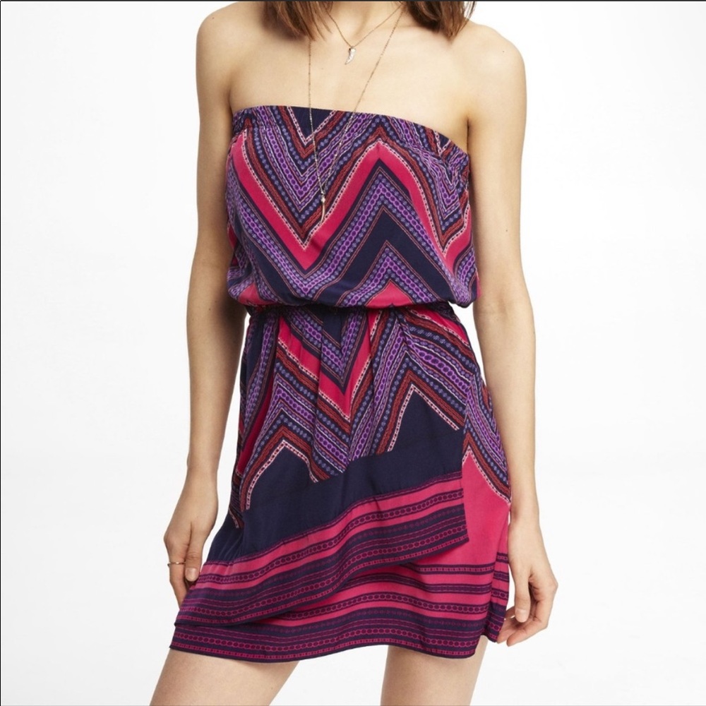 NWOT EXPRESS Scarf Print Tube Dress Sz XS